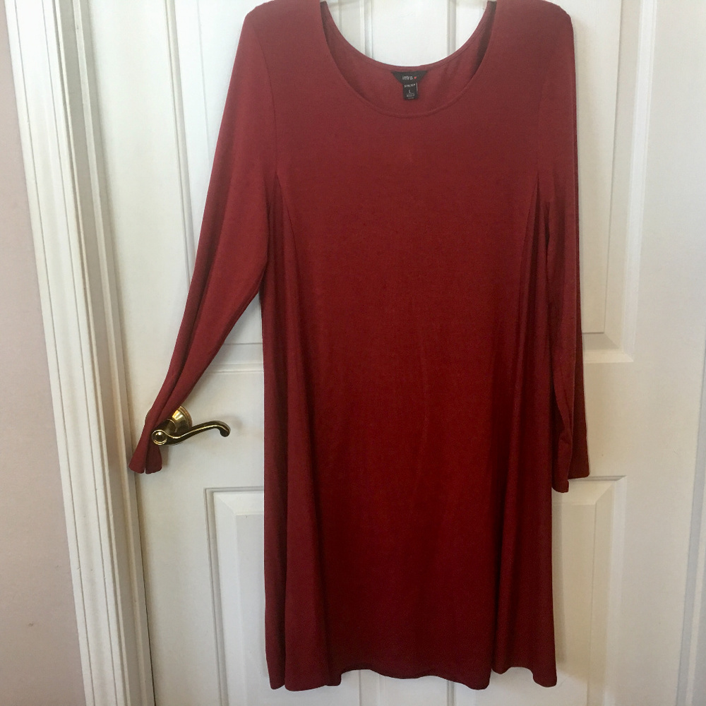 Intro Red Long Sleeve Stretch Jersey Dress